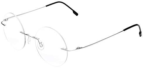 Fuisetaea Randlose runde Lesebrille Titan Lightweight Readers Brille Männer Frauen +1.25