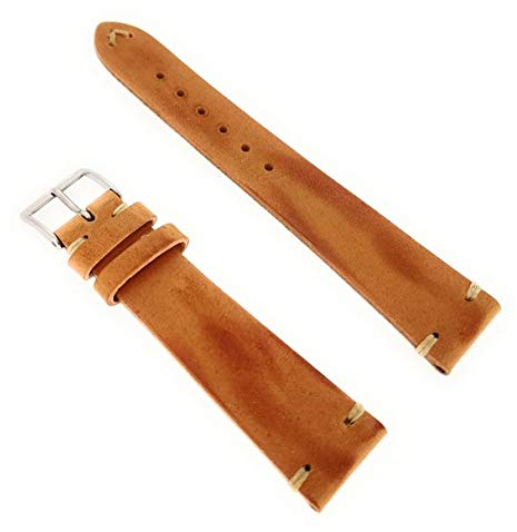 Texas Vintage Leder 20mm Uhrenarmband hellbraun handgenäht, Made in Germany