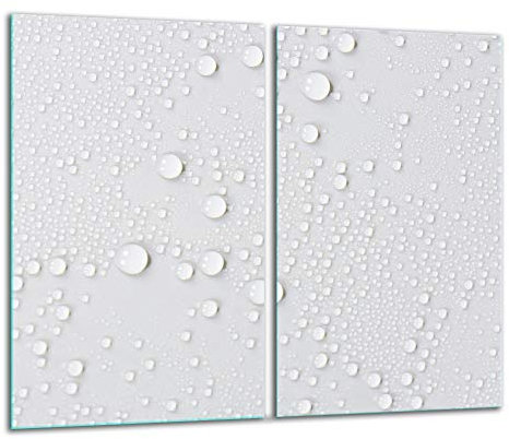 TMK | Piastre di copertura per fornelli, 2 x 30 x 52 cm, copertura per piano cottura in vetroceramica, per piano cottura a induzione, protezione contro gli spruzzi e tagliere bianco