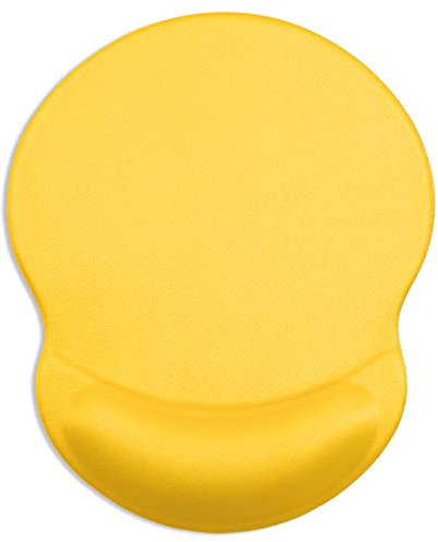 ITNRSIIET Ergonomic Mouse Pad with Gel Wrist Support Small Wrist Rest Smooth Surface Non-Slip PU Base Comfortable Office Supplies Pain Relief, 8.7 x 7.2 inches, Apricot Yellow