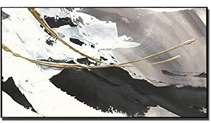 ZMFBHFBH Große Wandkunst Ölgemälde auf Leinwand Modren Abstrakte weiße und schwarze Gemälde auf Leinwand gedruckt Familie Dekoration Bild 80x155cm (31x43in) mit Rahmen
