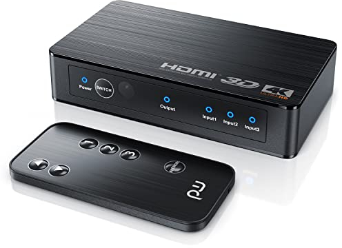 CSL - HDMI 2.0 Verteiler 4k 60Hz - 3 Port Switch mit Fernbedienung - 2.0b Ultra HD 4096x2160 3840x2160 - HDR - 3D Ready - HDCP - 48 Bit Deep Color - automatische Umschaltung -mit Netzteil