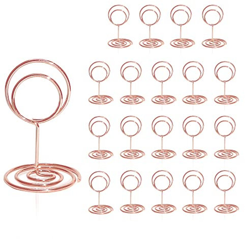 HomWanna Table Number Holders 20Pcs - 2 Inch Mini Place Card Holder Short Table Number Stands for Wedding Party Graduation Reception Restaurant Home Centerpiece Decorations Office Memo (Rose Gold)