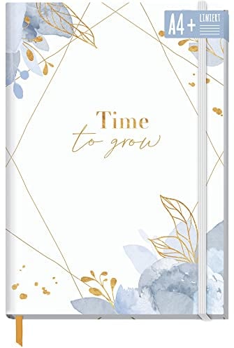 paper&you® Notizbuch liniert A4+ mit Gummiband Time to Grow 156 Seiten, 78 Blatt - liniertes Notebook, Bullet Journal, Skizzenbuch, Tagebuch - nachhaltig & klimafreundlich