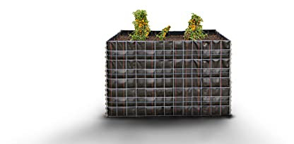Gabiona - Hochbeet LxHxB: 130 x 80 x 80 cm - Eckiger, verzinkter Drahtkorb inkl. Vlies als Pflanzkübel für den Garten - Einfache Montage