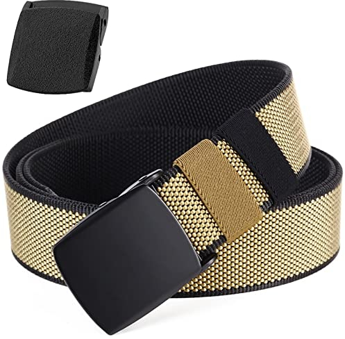 TENINE Gürtel für Herren Frauen, Herrengürtel Umkehrgürtel Doppelseitiger Muster Lässige Unisex Taktischer Gürtel Einstellbare Metall & YKK Schnallen, 1 Gürtel 2 Farben (Schwarz-Kojote)