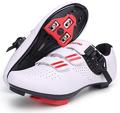 Fahrradschuhe für Herren und Damen, kompatibel mit Peloton Bike Shimano SPD & Look ARC Delta für Indoor Spin Cycle Rennrad Schuhe mit Delta Cleats vorinstalliert, weiß, 36 2/3 EU