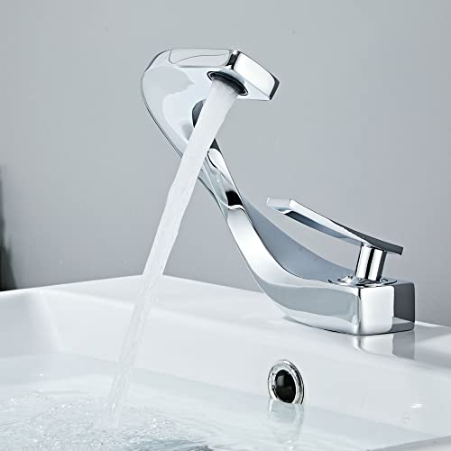 Wasserhahn Bad Chrom Modern Design - Mischbatterie Waschbecken Armatur Waschtischarmatur - Badarmatur Waschbeckenarmatur Kaltwasserhahn für Badezimmer WC SHUNLI