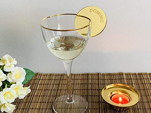 Personalised Wine Glass Charms, Engraved Names, Place Settings, Place Cards, Custom Signs, Wedding, Birthday, Party Favors Bar Decorations Cocktail Baby Shower Decor Drink Markers Name Tags (Design 6)