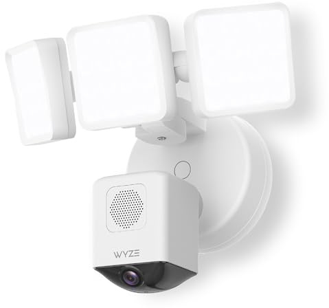 WYZE Floodlight Camera Pro, PCMag Editors' Choice 3000-Lumen LEDs, 2.5K HD Outdoor Security Camera, 180° Wide View, Motion Detection, Color Night Vision, Works with Alexa & Google-White