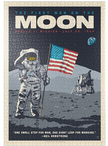 MyPuzzle NASA 1969: First Man On The Moon, Vintage Poster - Premium 1000 Teile Puzzle - MyPuzzle Sonderkollektion von Anderson Design Group