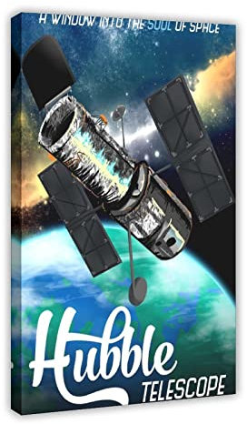 MJKO Hubble Teleskop Retro-Kunst Leinwand Poster Wandkunst Dekor Druck Bild Gemälde für Wohnzimmer Schlafzimmer Dekoration Rahmen Stil 50 x 75 cm