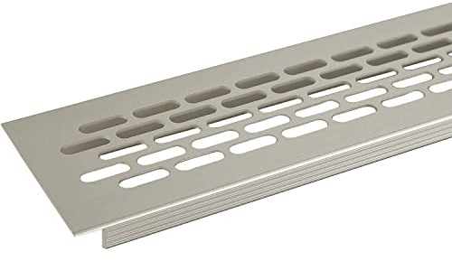SOTECH 2 Stück Lüftungsgitter 484 x 60 mm Edelstahloptik | Lochblech Lochgitter Stegblech