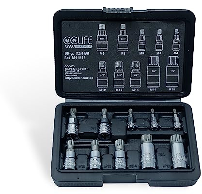 CCLIFE 10pcs Juego de Casquillos XZN M4-M18, S2 Acero de Aleación para Uso Profesional y Automoción