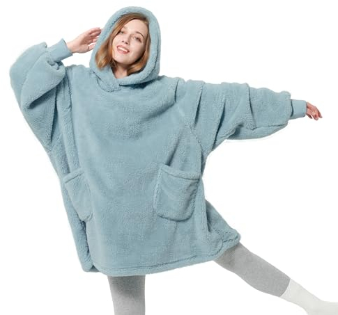 BEDSURE Hoodie Decke mit Ärmeln - Kuschelpullover als Geschenke für Frauen - Tragbare Decke zum Anziehen Erwachsene Kuscheldecke mit Ärmeln Weich Warm Geschenke für Freundin Mütter, Grün 95x85 cm