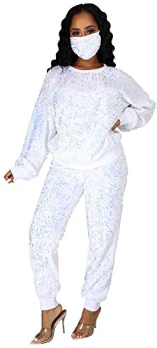 Modischer Trainingsanzug für Damen, und Winter, Pailletten, Duft, Freizeit, Sport, langer Pullover, Bleistifthose, Atemschutz, dreiteiliger Anzug, elegante Jumpsuits für Frauen,
