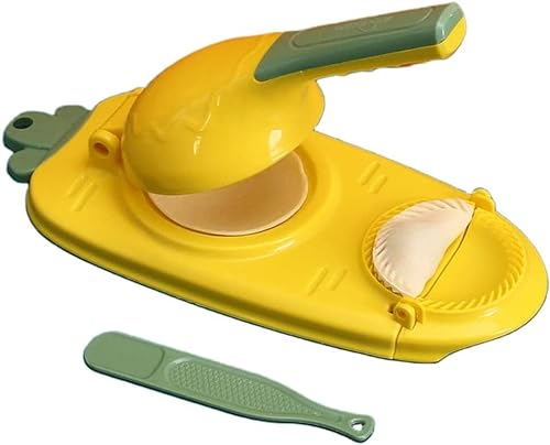 2 in 1 Automatic Dumpling Maker,Baking Pastry Manual Artifact for Dumpling Skin Wrapper Mould,Household Dumpling Press,New Dumpling Making Tool (Yellow)