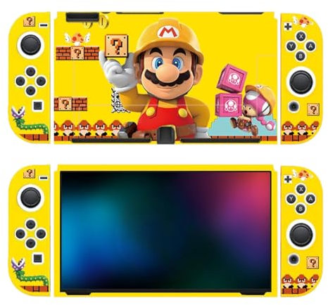 Super Mario Brothers Coque de protection en caoutchouc TPU résistant pour console OLED Switch et Joy Cons