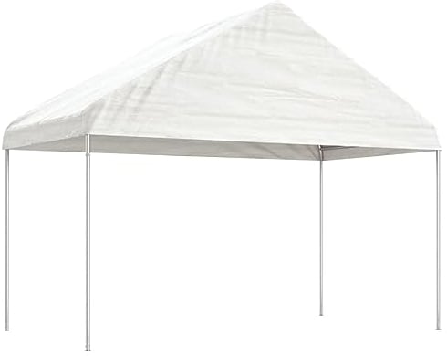 vidaXL Pavillon, Gartenpavillon mit Dach UV-beständig, Gartenzelt Stahlrahmen, Partyzelt Festzelt, Weiß 4,08x2,23x3,22m Polyethylen