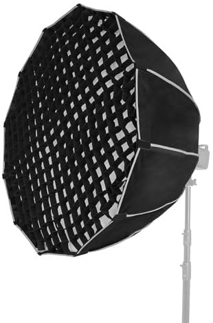 Andoer Foto-Softbox Parabol-Softbox faltbar 120 cm / 47 Zoll mit Bowen-Halterung und Wabengitter für Fotografie im Studio Portrait Live-Streaming