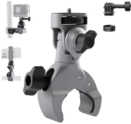 PGYTECH CapLock Super Clamp Mount, Aluminum Alloy Bracket for Insta360 Ace Pro 2/X5/X4/X3, Crab Heavy Duty Clamp with 1/4 Screw for Gopro 13/12/11, for Osmo Action 5 Pro/4/3/Pocket Action Camera
