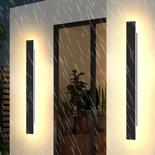 ZMH Wandlampe LED Wandleuchte Aussen: 100CM Außenlampe 26W 4000K Außenleuchte Wand Modern Schwarz Außenwandleuchte IP65 Wasserdicht Lang Flurlampe Innen für Badezimmer Flur Treppenhaus Hauswand