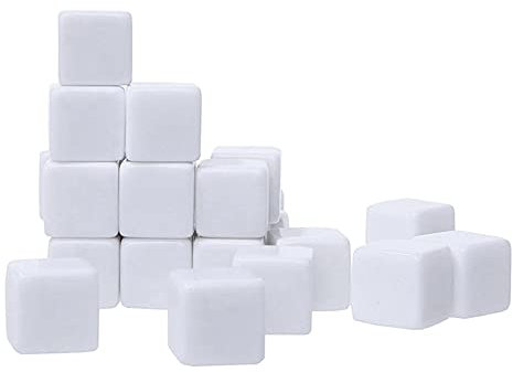 iFutniew Dadi vuoti in acrilico bianco da 16 mm, per insegnamento del conteggio della matematica, numeri dell'alfabeto personalizzati, 48 pezzi