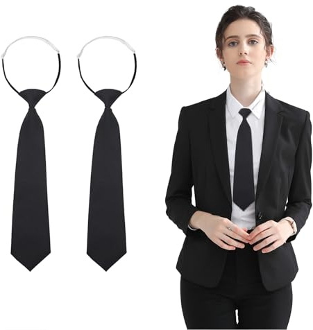 Goiern 2 Stücke Schwarz Krawatten für Damen, Lange Krawatte, JK-Uniform-Krawatte,Schmale Krawatte, verstellbare Krawatte für Mädchen Abschlussfeier Geschäftshochzeit