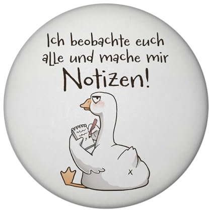 Gilbert die Gans Magnet rund mit Spruch Ich beobachte und Mache Notizen Perfekt für Büro Kollegen Chef Witziges Spion-Geschenk Ideal auch für Freunde bei der Arbeit