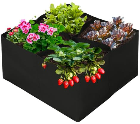 1 Paquete de Bolsas de Cultivo de Tela Flores, Maceta de Tela Cultivo de Patatas, Bolsas de Cultivo Huerto Urbano Grande, Camas elevadas rectangulares para jardín para Plantas de jardín 60x60x30cm