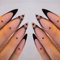 JUSTOTRY 24 Pcs Almond Press on Nails with Heart Designs,Black and Pink French False Nails Short,Pretty Leopard Stick on Nails for Women,Medium Oval Fake Nail for Nail Art