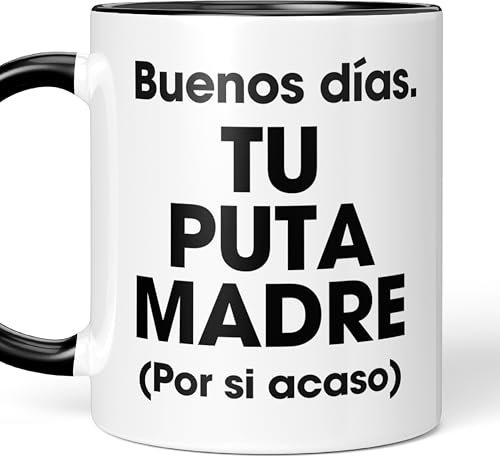 LA CASA DE LAS TAZAS® Tazas Divertidas - Tazas Originales para Regalar - Tazas con Frases de Humor, Regalos Divertidos, Tazas Desayuno Graciosas - Taza Amigo Invisible (Buenos días)