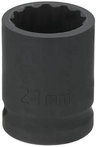 sourcing map 12-Point Impact Socket 1/2 Inch Drive 21mm Metric Cr-V Shallow Impact Socket Nut Driver Wrench for Auto Repair