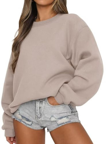 LACOZY Oversized Sweatshirt Women Crewneck Long Sleeve Tops Baggy Loose Fit Pullover Teen Girls Fashion Y2K T Shirts Coffee M