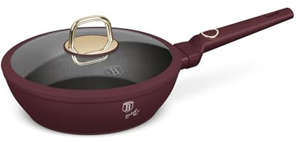 Berlinger Haus Turbo-Induktion Pfanne mit Deckel 24cm 2,3L TitanPro-Antihaftbeschichtung, bordeaux, Leonardo Collection