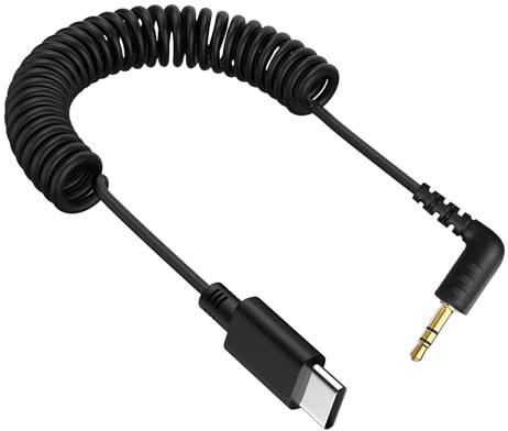 USB C to 3.5mm Microphone Cable for Rode Wireless Pro/Go 2 / DJI Mic 2 and Hollyland Lark M2 150 Max, Coiled Audio Patch Cable Mic Cord Compatible with Samsung Galaxy and Google Pixel Android Phones