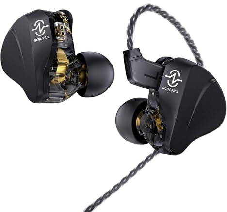 ccz BC04 Pro in Ear Monitor Headphones, 1DD+1BA Hi-Res Deep Bass Wired Earbuds HiFi IEMs for Gaming, Noise Isolating Gaming Earbuds, Ergonomic Design IEM Earphones for Musicians, Audiophiles, Stage