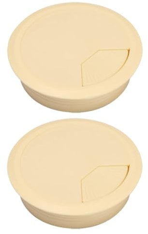60MM Plastic Desk Grommet, Desktop Cable Hole Cover Round Wire Grommets for Office, Computer Desk, Home (Pack of 2, Beige)