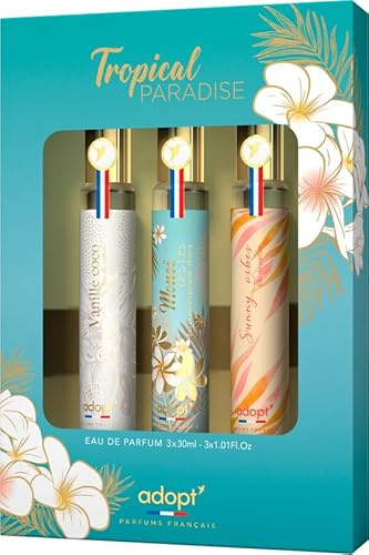 adopt TROPICAL PARADISE 3 er Set, 3 x 30 ml Eau de Parfums für Damen | Parfum Geschenkset (3x30ml), zum verschenken, exotische Düfte, adopt:Damenduft