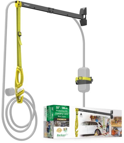 Barkan 80cm Lange EV Ladekabel Wandhalterung arm, 5 Jahre Garantie, Draußen/Outdoor Wetterfest und wasserdicht, für E Auto EV/PHEV/Elektroauto Kabel