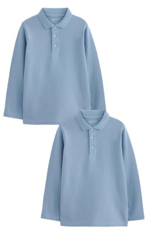 NEXT Jungen Langärmelige Polo-Shirts im 2er-Pack Blau Numeric_158