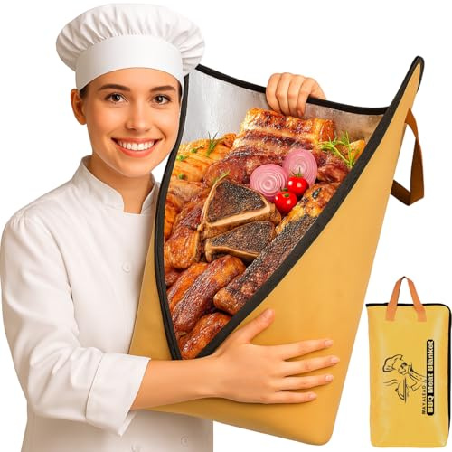 BBQ Blanket for Resting Meat, 53.3 cm Heavy Duty Insulated Smoker Bag with Wide Opening for Brisket, Pork, Turkey - Reusable BBQ Blanket for Resting Meat & Grillen Gift For Men Who Love Barbecue