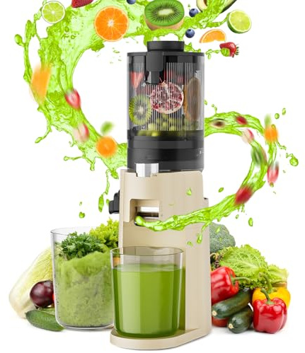 Entsafter, 150W Slow Juicer mit 105 MM EinfüllÖffnung, Entsafter Gemüse und Obst Hohe Saftausbeute, (40-100 U/min) Leicht zu Reinigen, lektrische Saftpresse mit Überhitzungsschutz BPA-Frei
