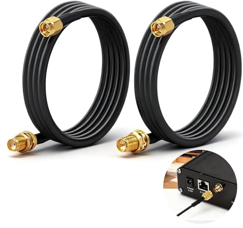 AETPI 2PCS SMA Cable Antenna Male to Female Extension Cable Low Loss Coaxial Pigtail Jumper for 4G LTE 5G Router WiFi Antenna Gateway Modem PCI Card Access Point(3 Meters)