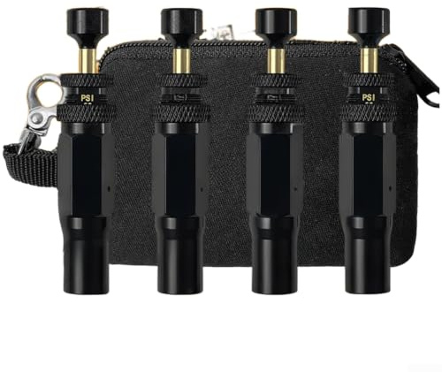 Automatic Tyre Air Down Tool with Pressure Gauge Function Brass Deflator Valve for 4x4 SUV Motorcycle 4pcs(B)