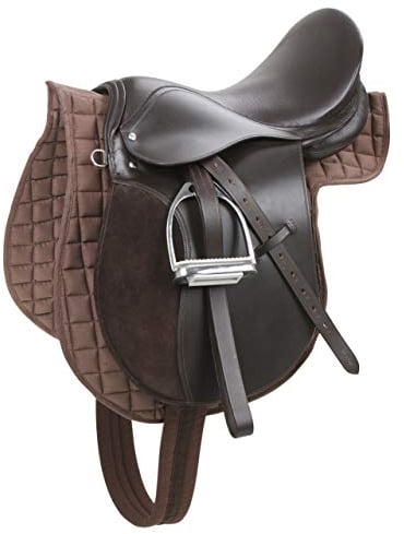 Kerbl Sattelset (Farbe braun, für Haflinger, Sattelgröße 17,5 Zoll, Kammerweite 34,5 cm, Länge Sattelgurt 125 cm, Sattel) 32198