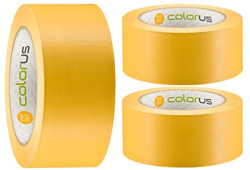 Colorus PVC Putzband PLUS – 3x Abklebeband gelb gerillt – 50 mm × 33 m – UV-beständig, für glatte & leicht raue Untergründe – Innen & Außen