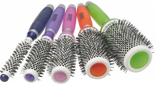 Centaure Professionelles Keramik-Rundbürsten-Set, Silikongriff, Erleichtert das Entwirren und Stylen der Haare, Alle Haartypen, Frauen, Weiblich, Blau