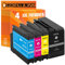 Gorilla-Ink 4X Druckerpatronen kompatibel mit HP 932 XL 933 XL für Officejet 6600 6700 7510 7612 7110 7610 6110 Wide Format Premium Multipack (schwarz, Cyan, Magenta, Yellow, 4er-Pack)