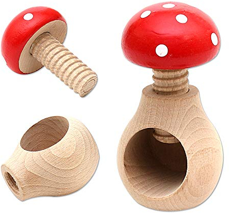 Dekohelden24 Schiaccianoci Fatto di Legno Fatto a Mano, Fungo Rosso, 1 Pezzo